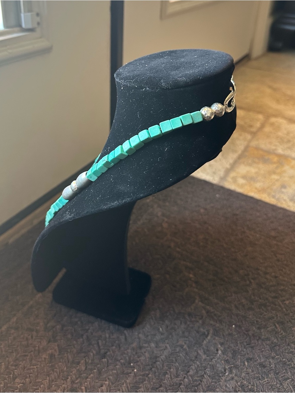 Hand Crafted “One of a Kind” Heavy Turquoise & Sterling Silver Necklace - Picture 3 of 5